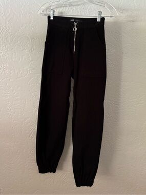 Zara Black Zip-Front Jogger Pants XS